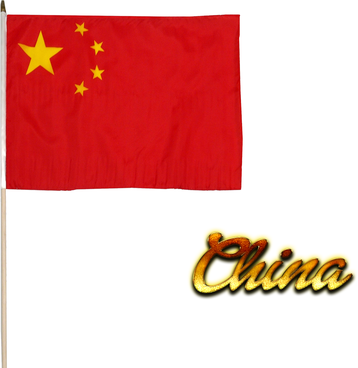 Chinese Flagand Golden Text