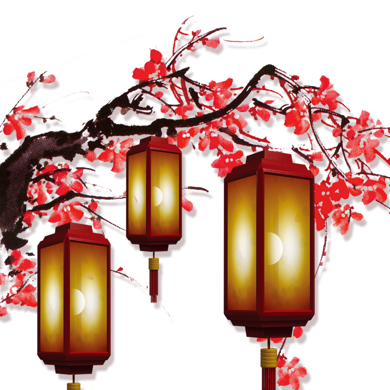 Chinese New Year Lanternsand Plum Blossoms