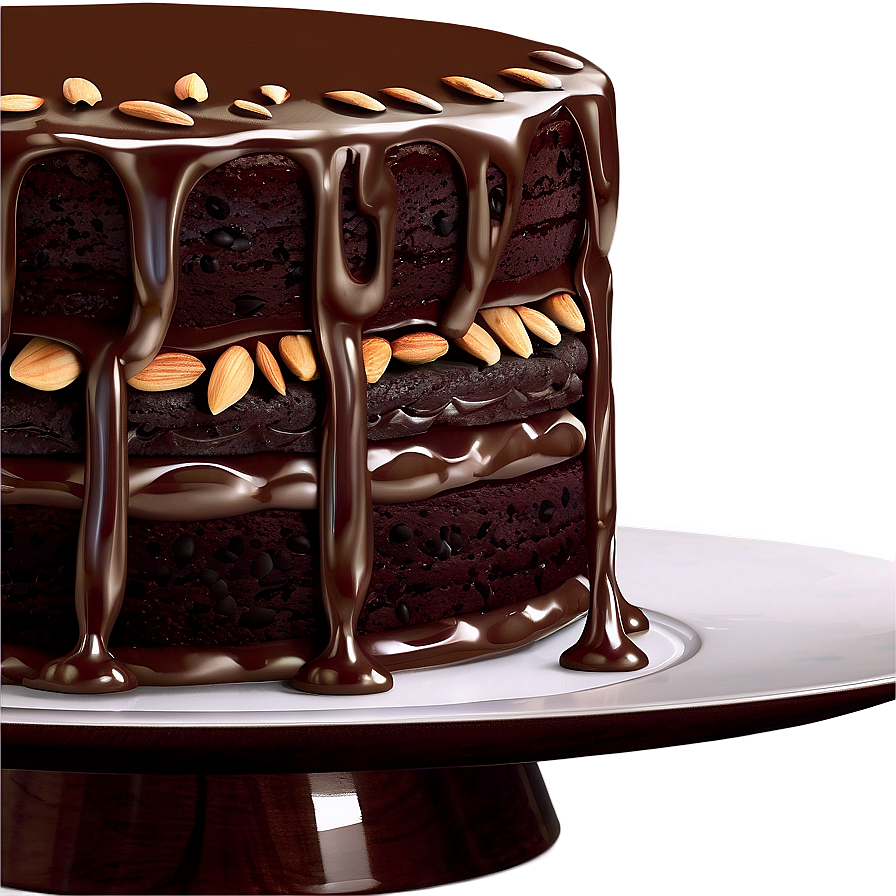 Chocolate Cake With Almonds Png Mjo35