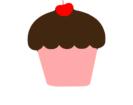 Chocolate Cherry Cupcake Illustration