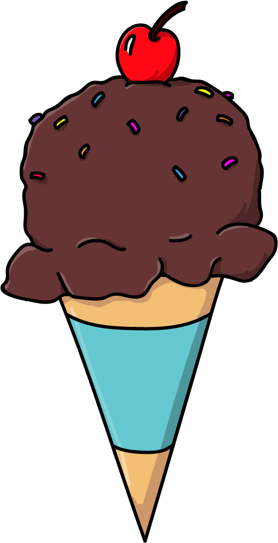 Chocolate Ice Cream Cone With Cherry Top.png