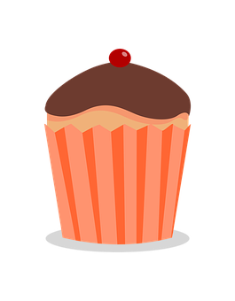 Chocolate Topped Cupcake Illustration