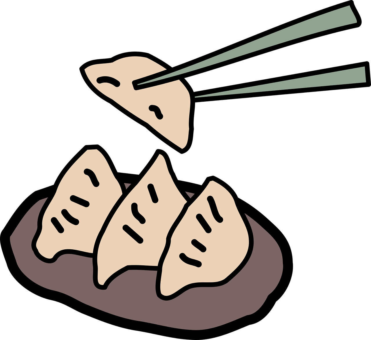 Chopsticks Holding Dumpling Illustration