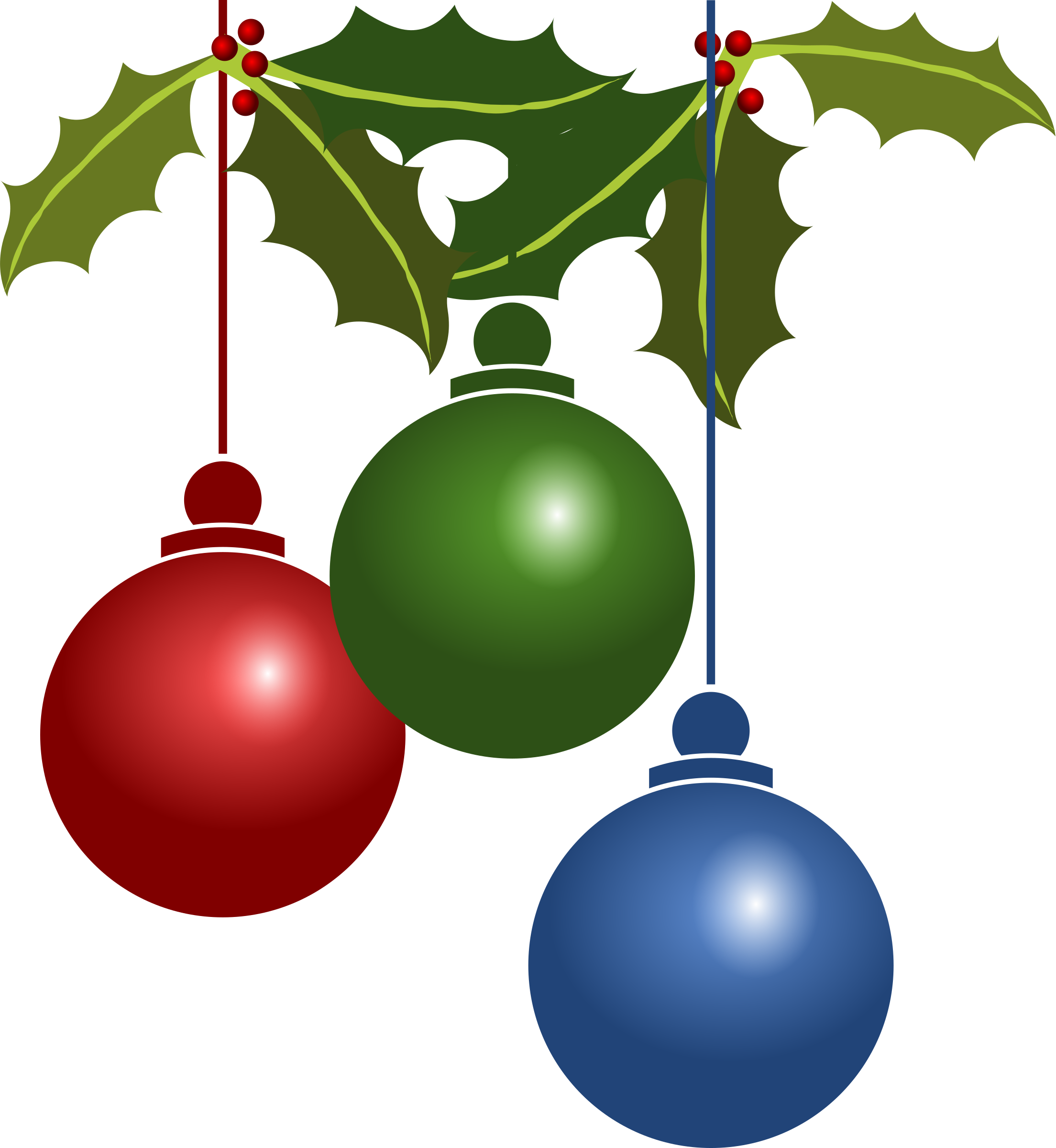 Christmas Baublesand Holly Clipart