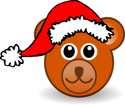 Christmas Bear Cartoon Santa Hat