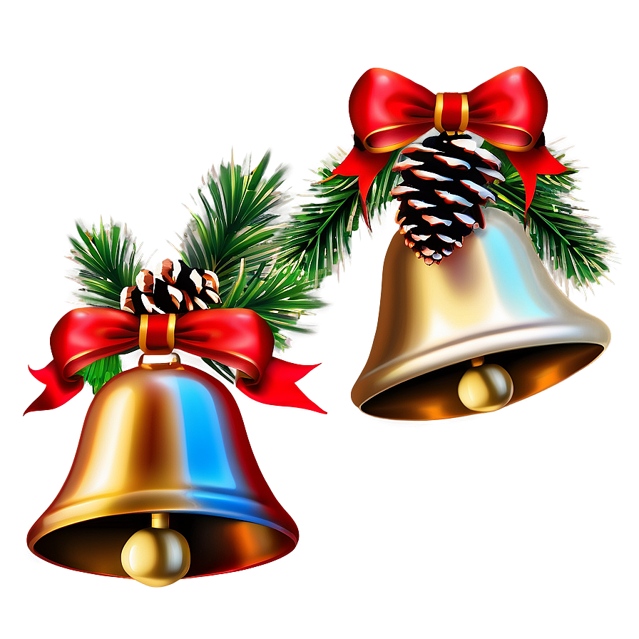 Christmas Bells With Pine Cones Png Qcw