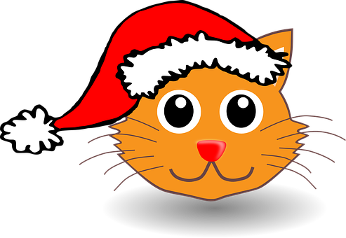 Christmas_ Cat_ Cartoon_ Vector