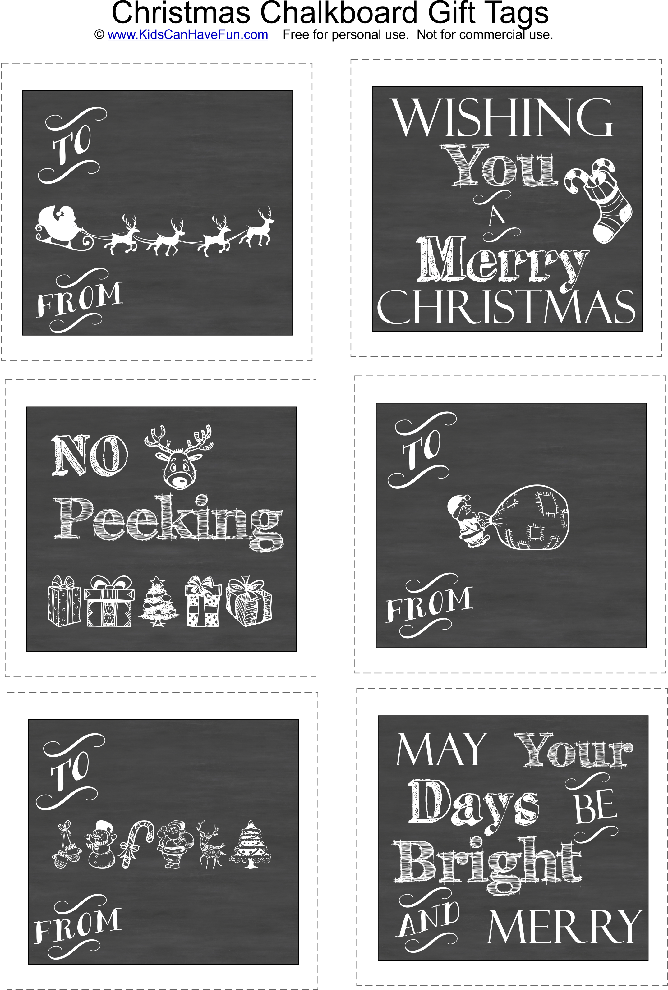 Christmas Chalkboard Gift Tags Printable