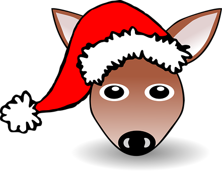 Christmas Deer Santa Hat Cartoon