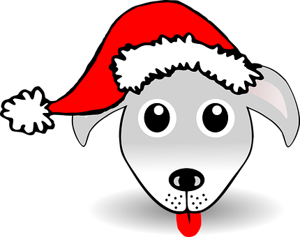 Christmas Dog Cartoon Santa Hat