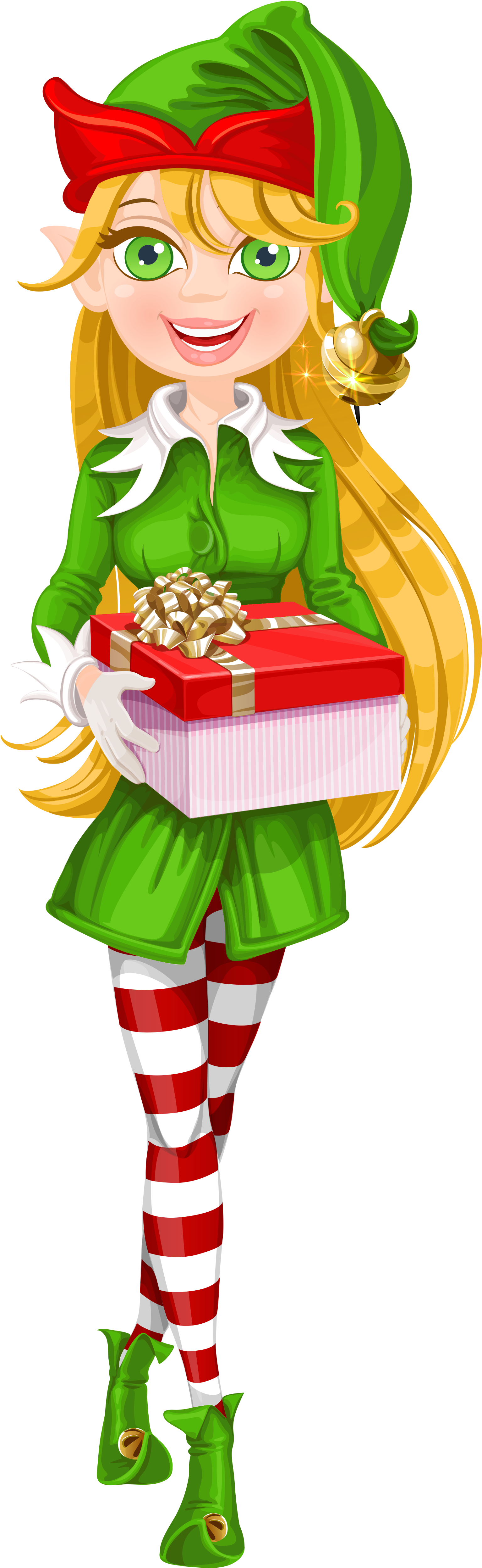 Christmas Elf Holding Gift