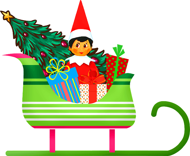 Christmas Elf Sleigh Transparent Background