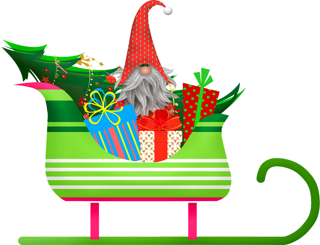 Christmas Elf Sleighwith Gifts