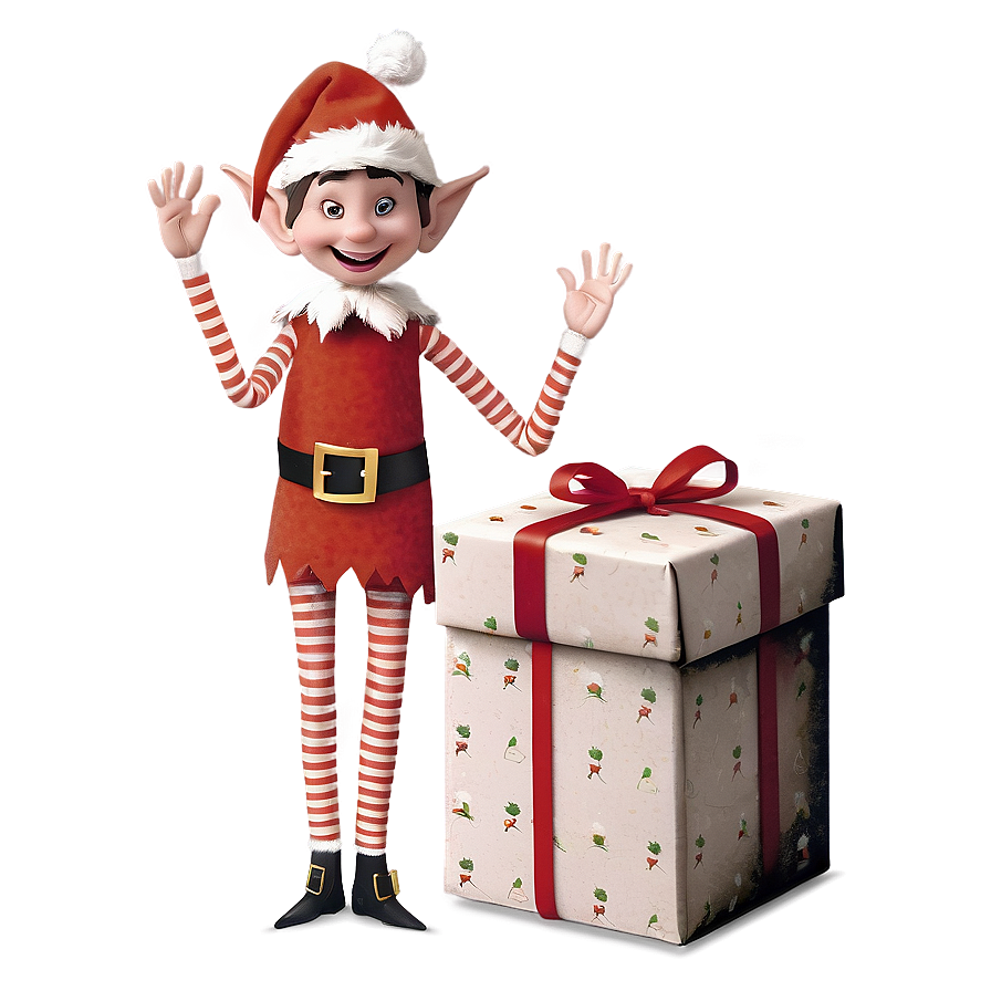 Christmas Elf Wrapping Gifts Png Vog26