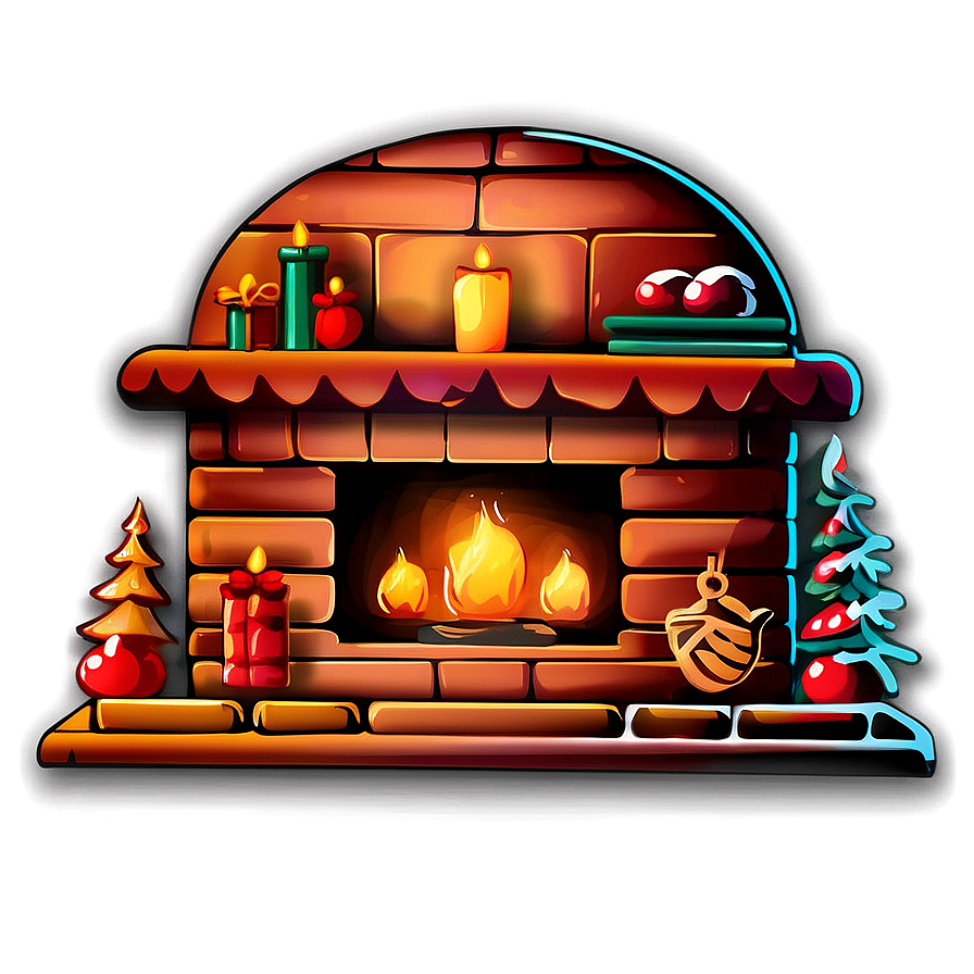 Christmas Fireplace In Cozy Room Png 14