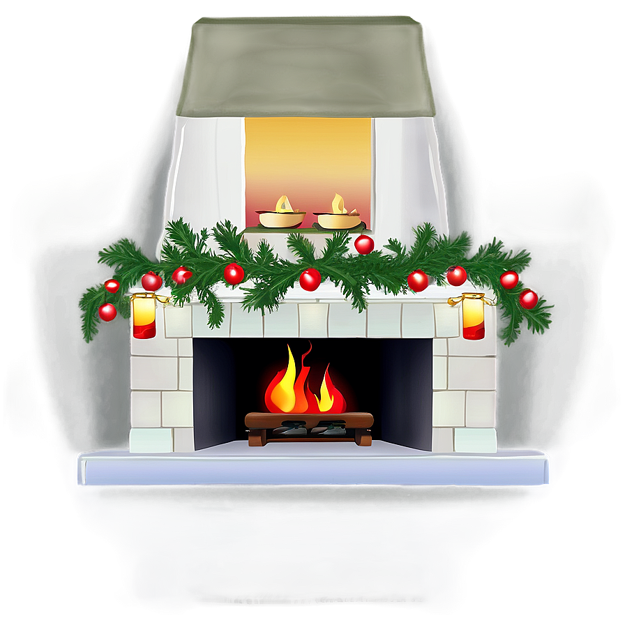 Christmas Fireplace With Mistletoe Png 53