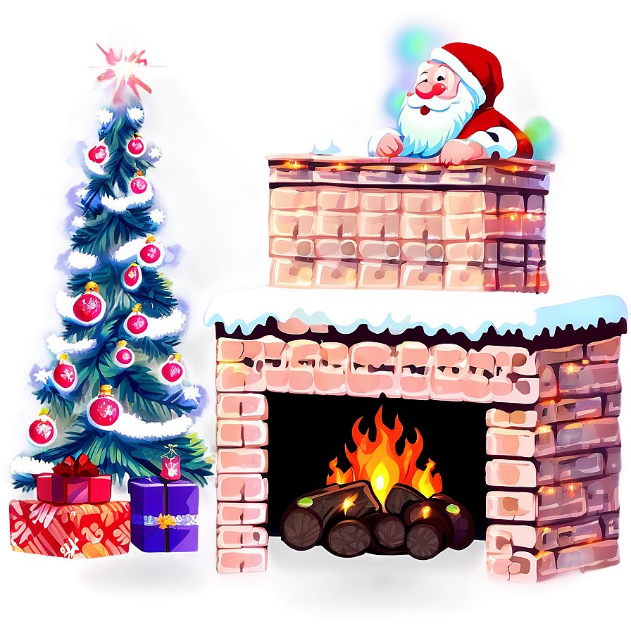 Christmas Fireplace With Santa Claus Png Ucg17