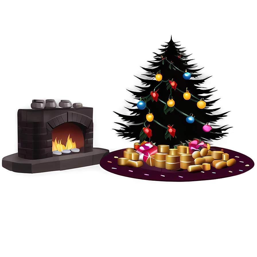 Christmas Fireplace With Tree Png Ujv37