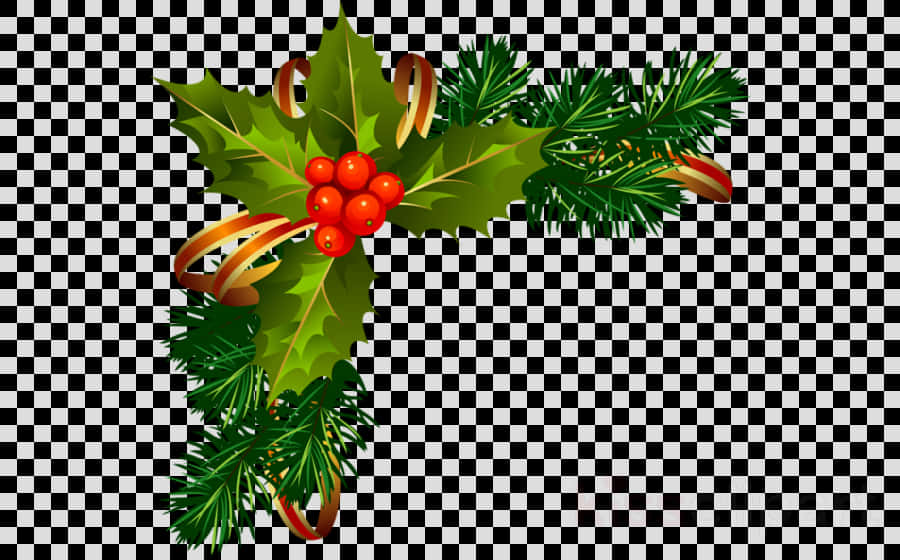 Christmas Hollyand Pine Corner Border