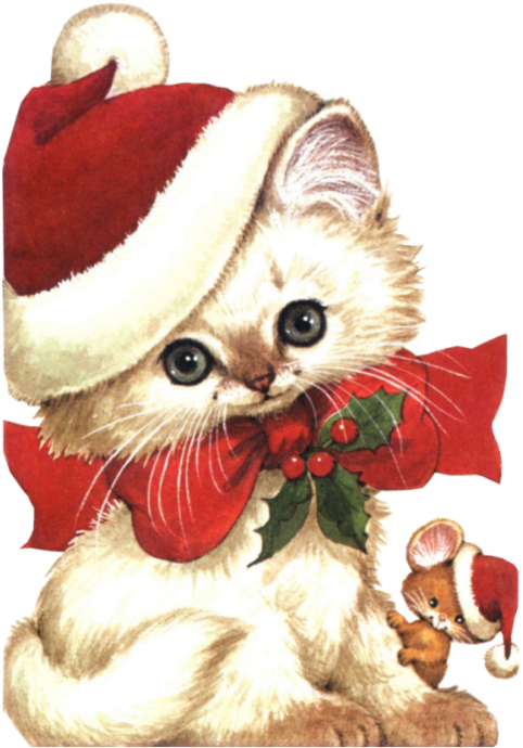 Christmas Kittenand Mouse Friends