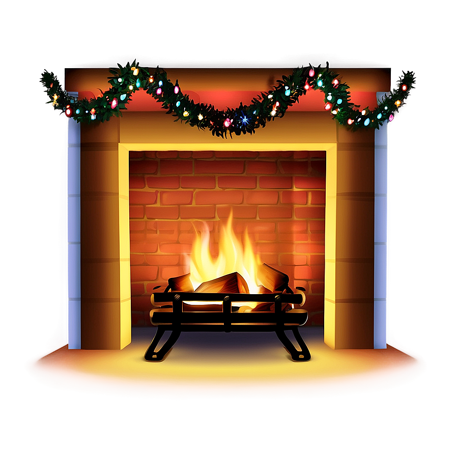 Christmas Lights On Fireplace Png Fqy74