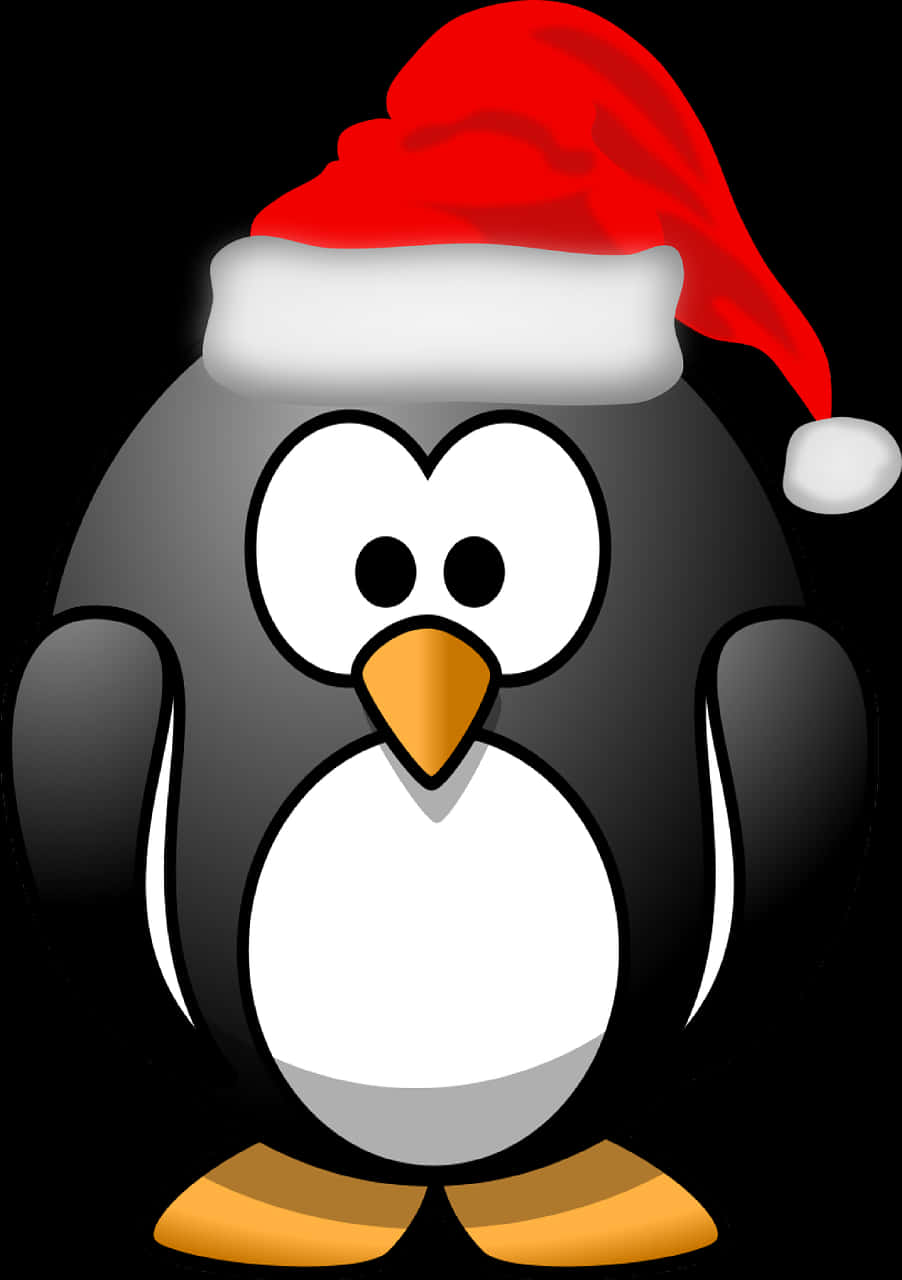 Christmas Penguin Cartoon Santa Hat