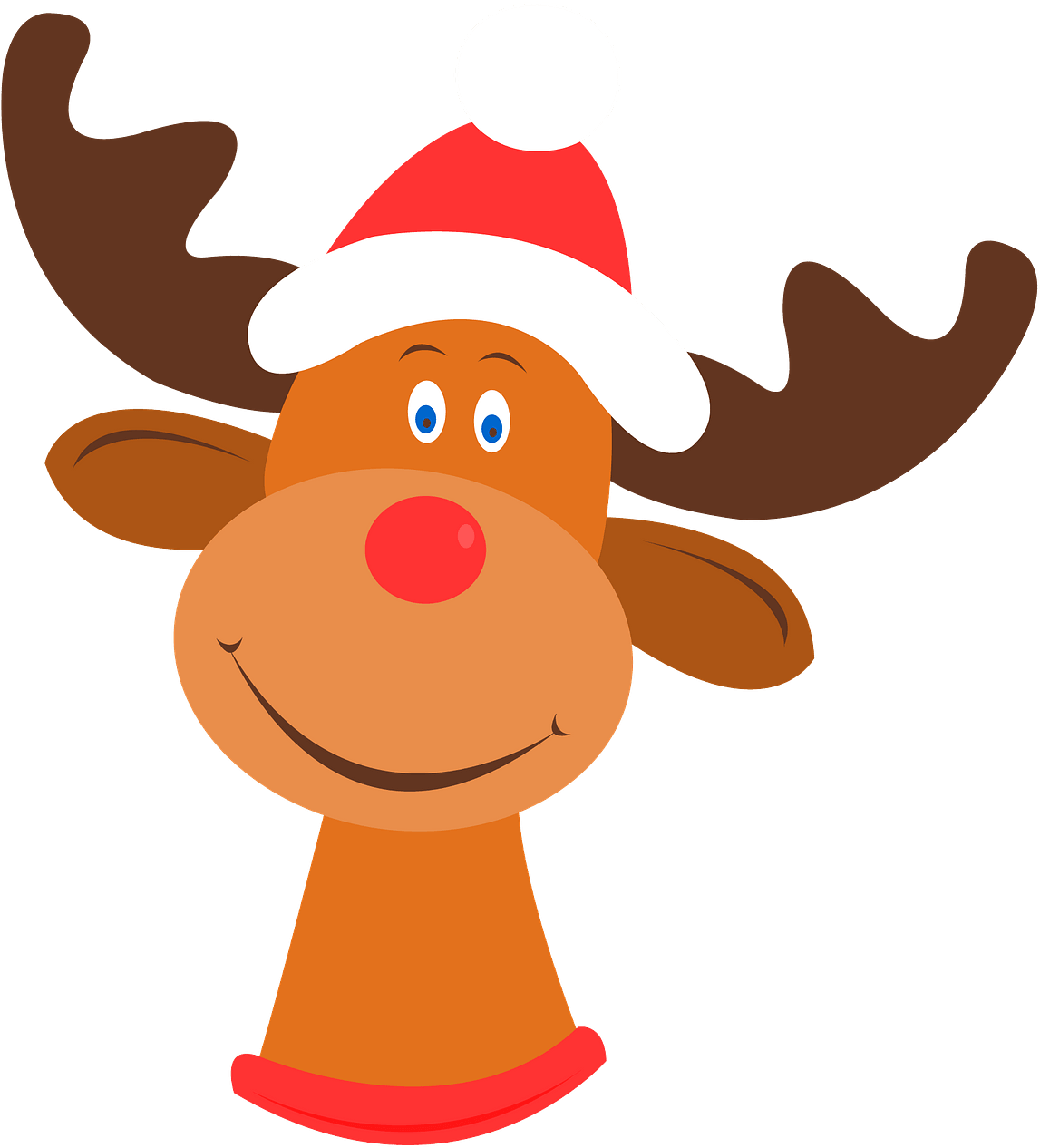 Christmas Reindeer Cartoon Santa Hat