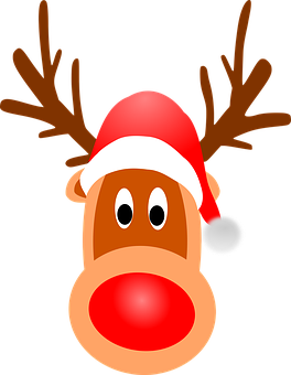 Christmas Reindeer Cartoon Santa Hat