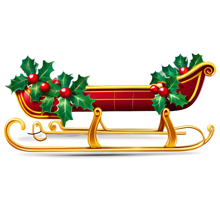 Christmas Sleigh With Holly Png 77