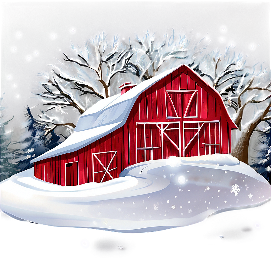 Christmas Snow Barn Png 12