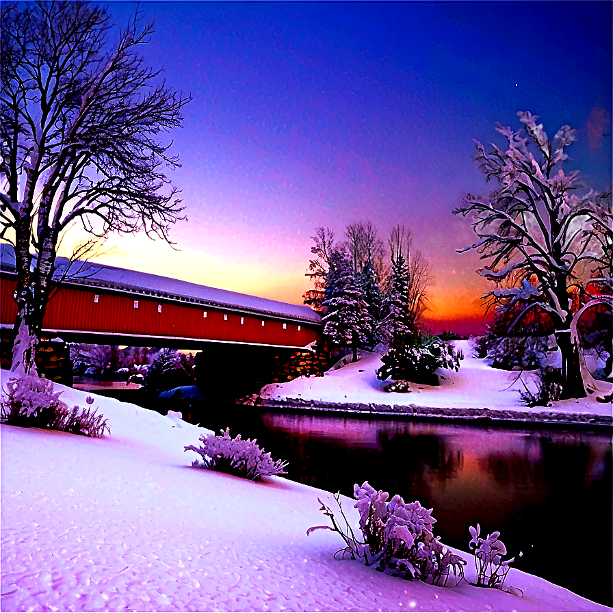 Christmas Snow Covered Bridge Png 06252024