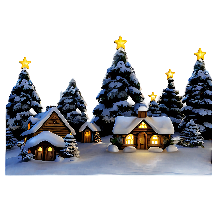 Christmas Snow Village Night Png 46