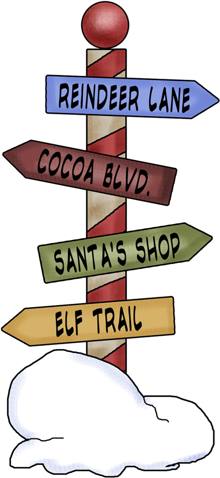 Christmas Themed Directional Signpost