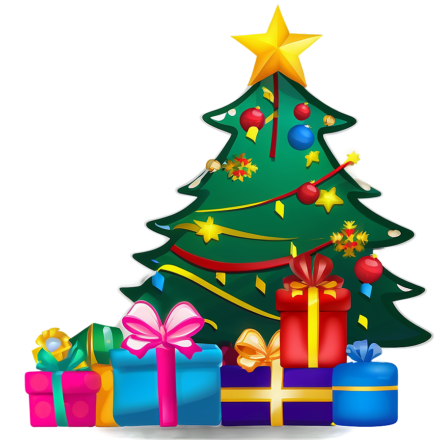 Christmas Tree And Presents Outline Png 97