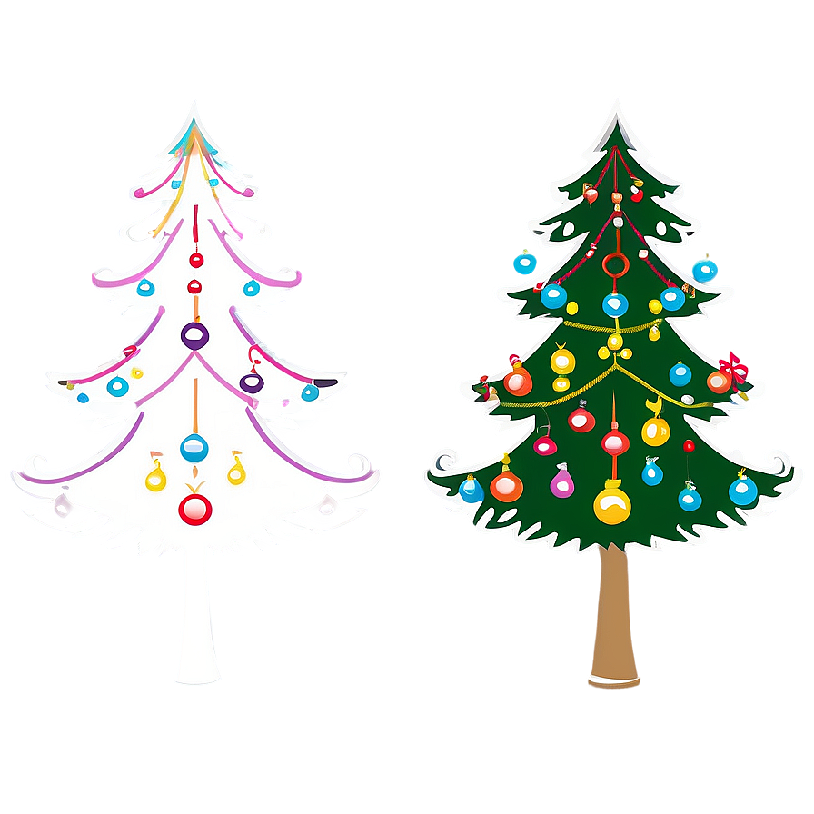 Christmas Tree Outline With Ornaments Png Pog9