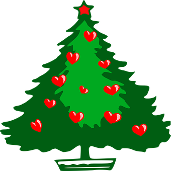 Christmas Tree With Hearts Decoration