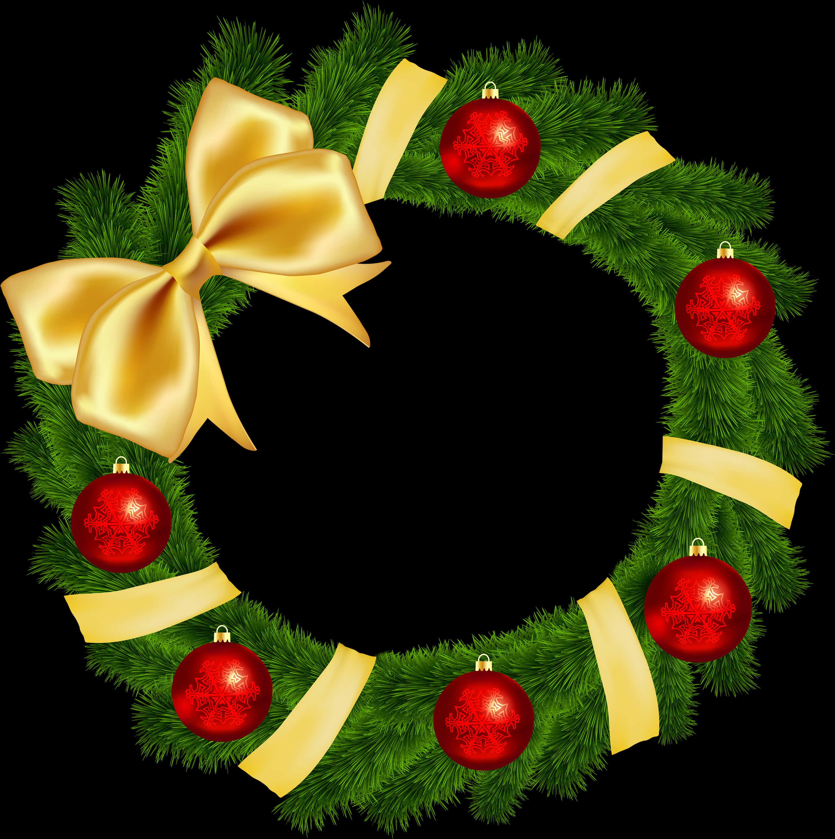 Christmas Wreathwith Red Baublesand Gold Bow