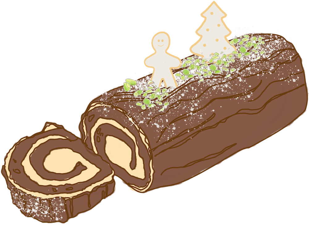 Christmas Yule Log Cake Illustration