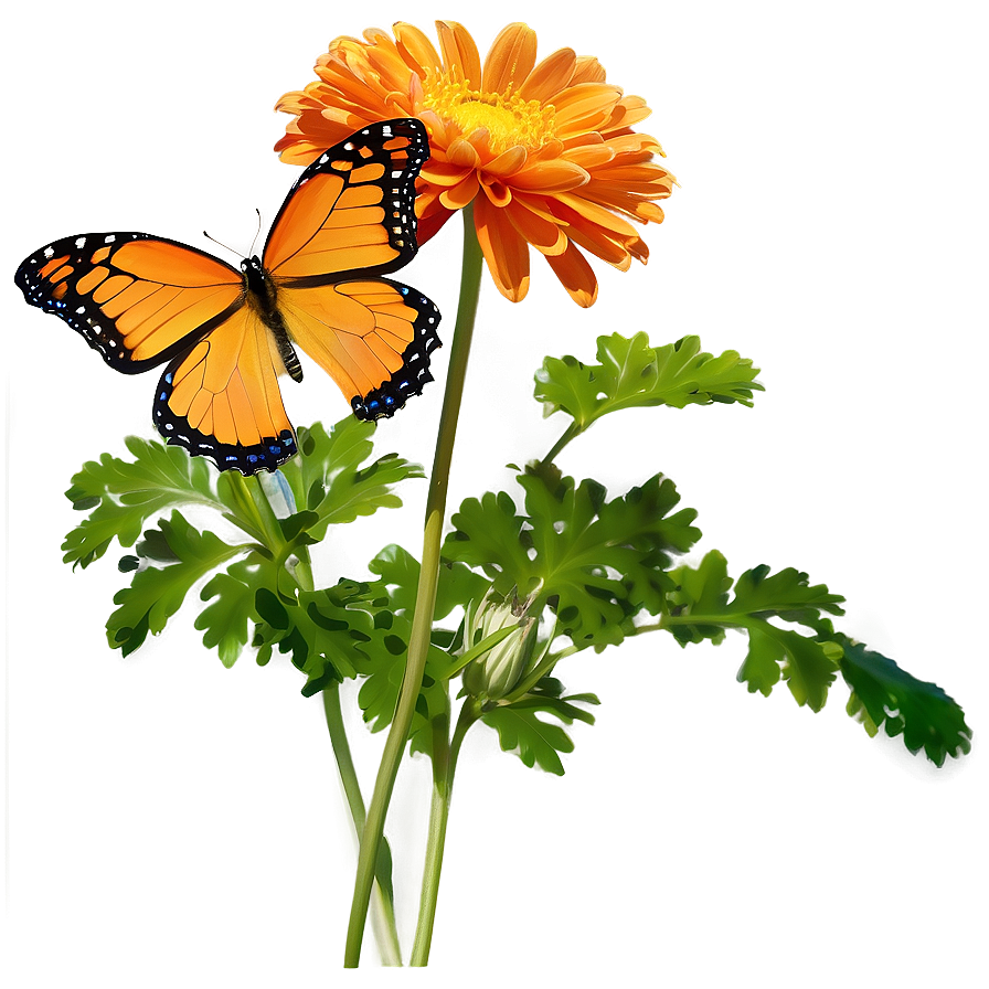 Chrysanthemum And Butterfly Png Hrc