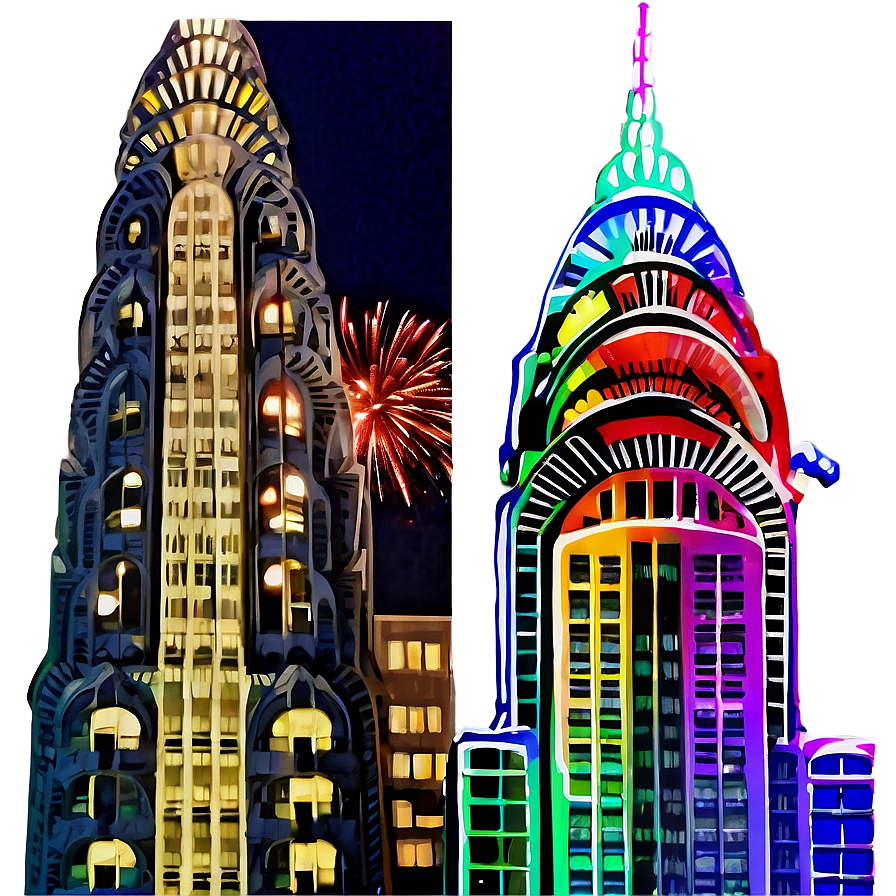 Chrysler Building With Fireworks Png Qoy