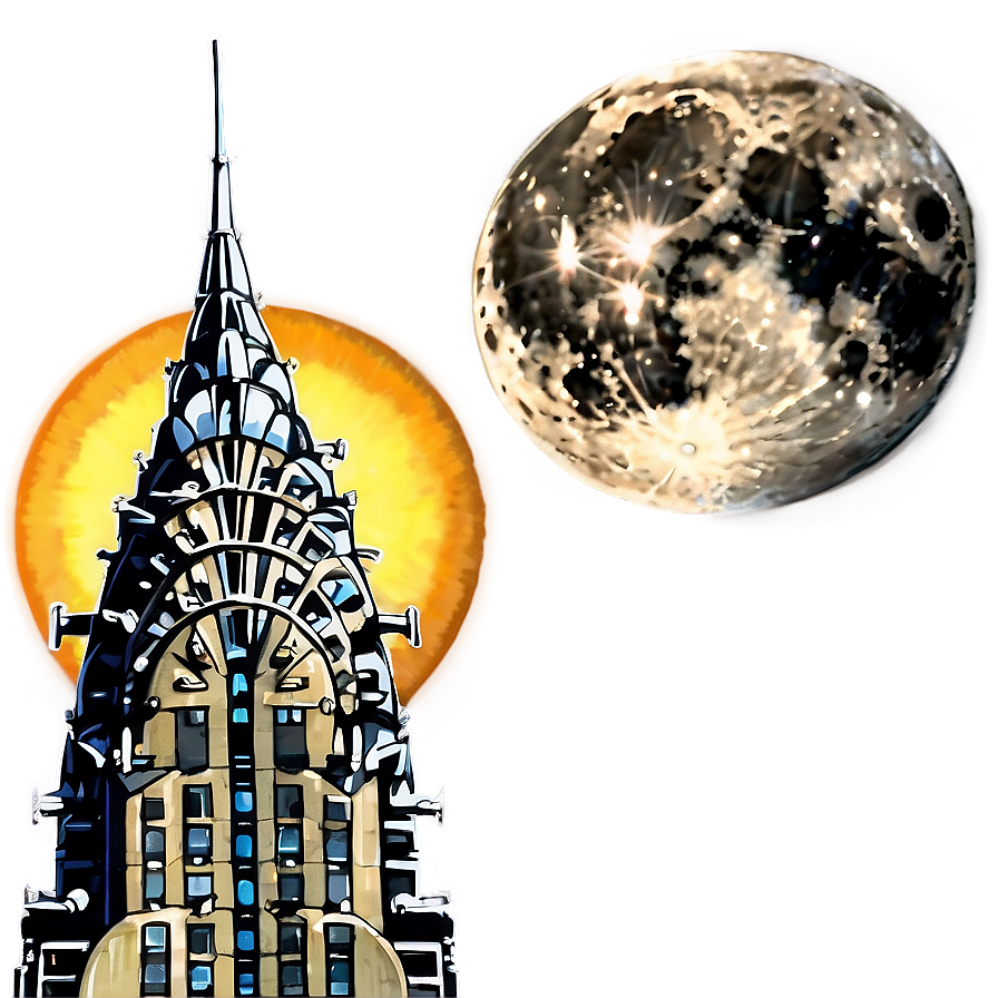 Chrysler Building With Moon Png 06252024