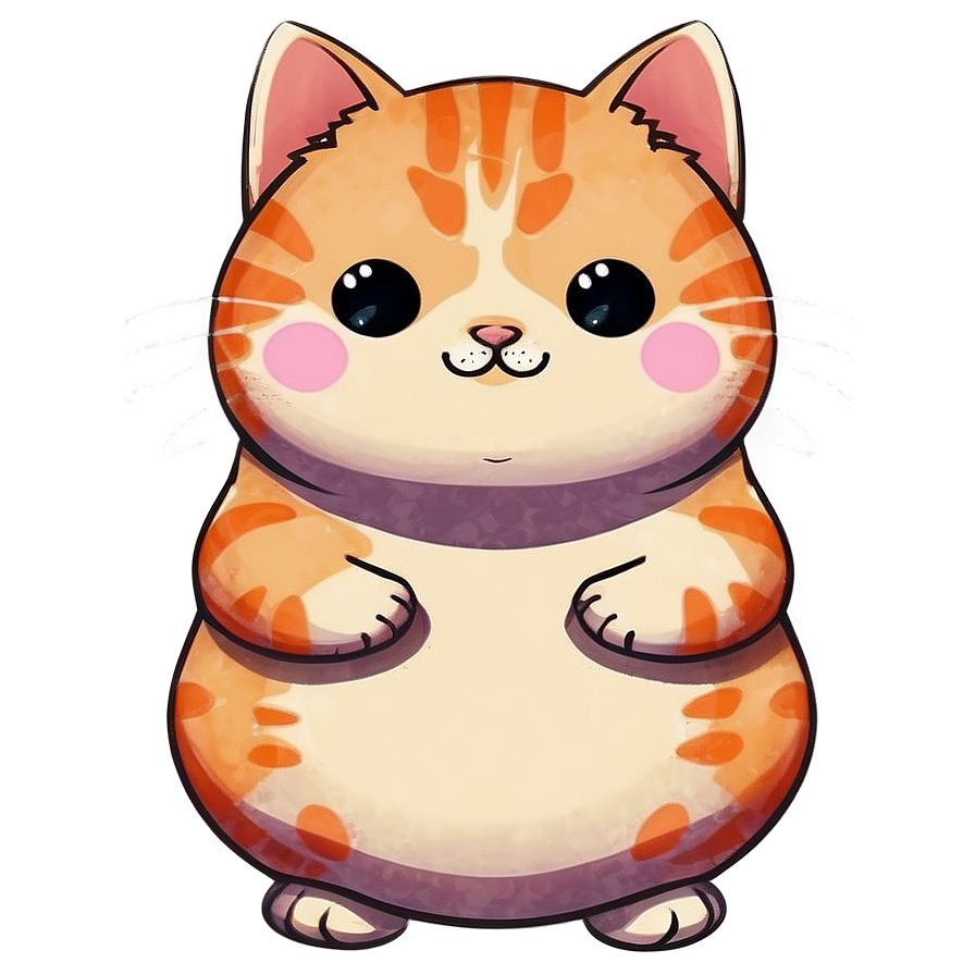 Chubby Kawaii Cat Graphic Png 06242024