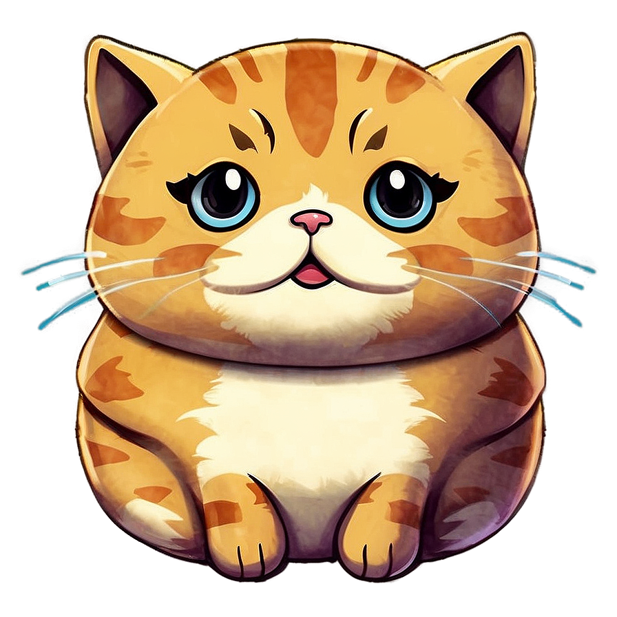 Chubby Kawaii Cat Graphic Png 35