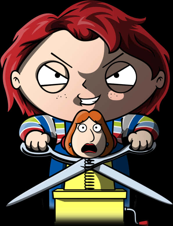 Chucky Cartoon Scissors Execution