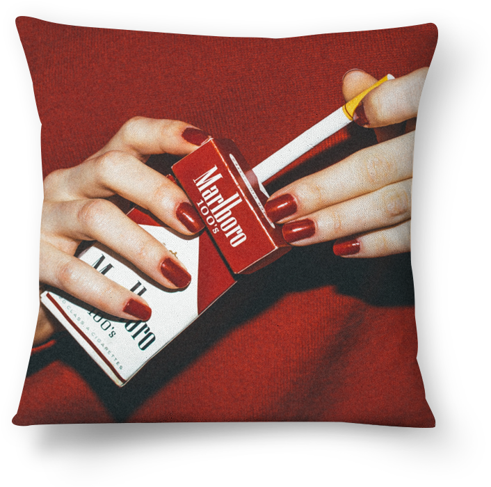 Cigarette Packand Handon Red Cushion