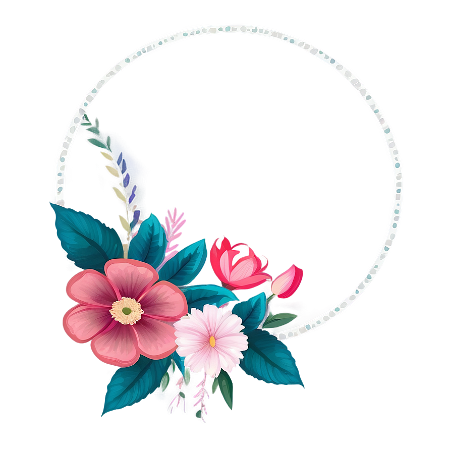 Circle Frame With Flowers Png Qtd