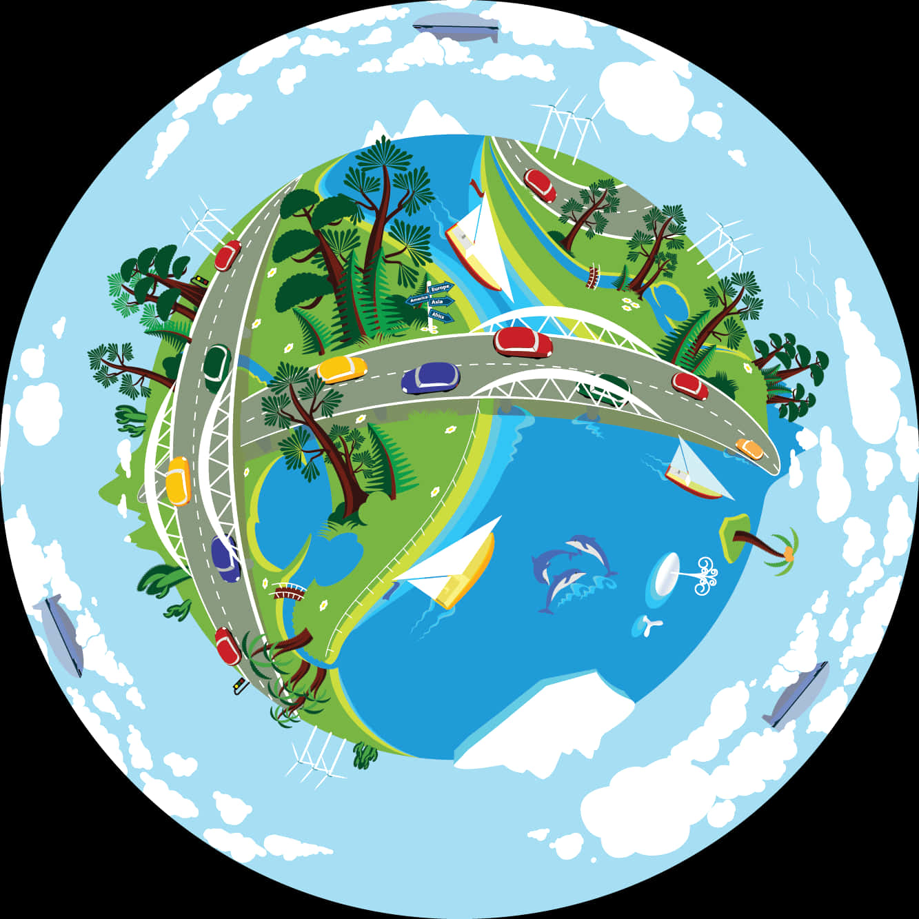 Circular Eco Friendly World Illustration