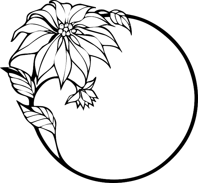 Circular Floral Design Black And White