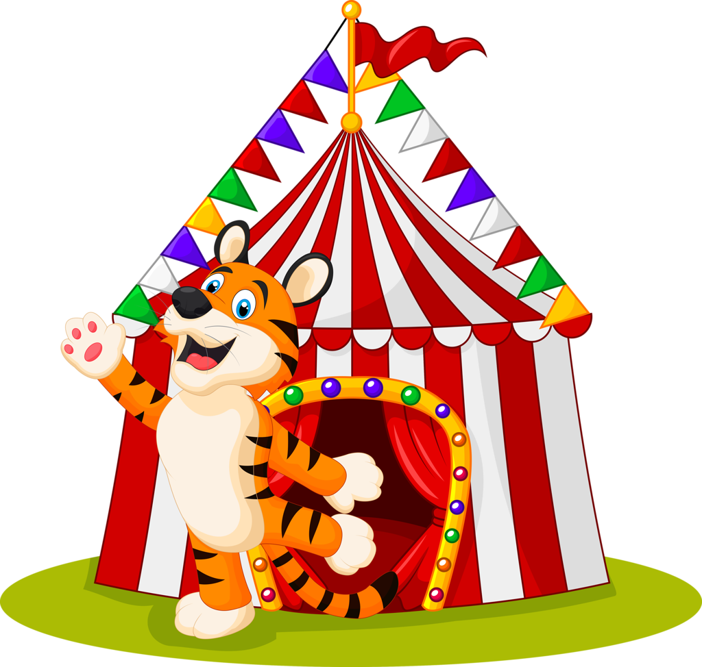 Circus Tent With Cartoon Tiger