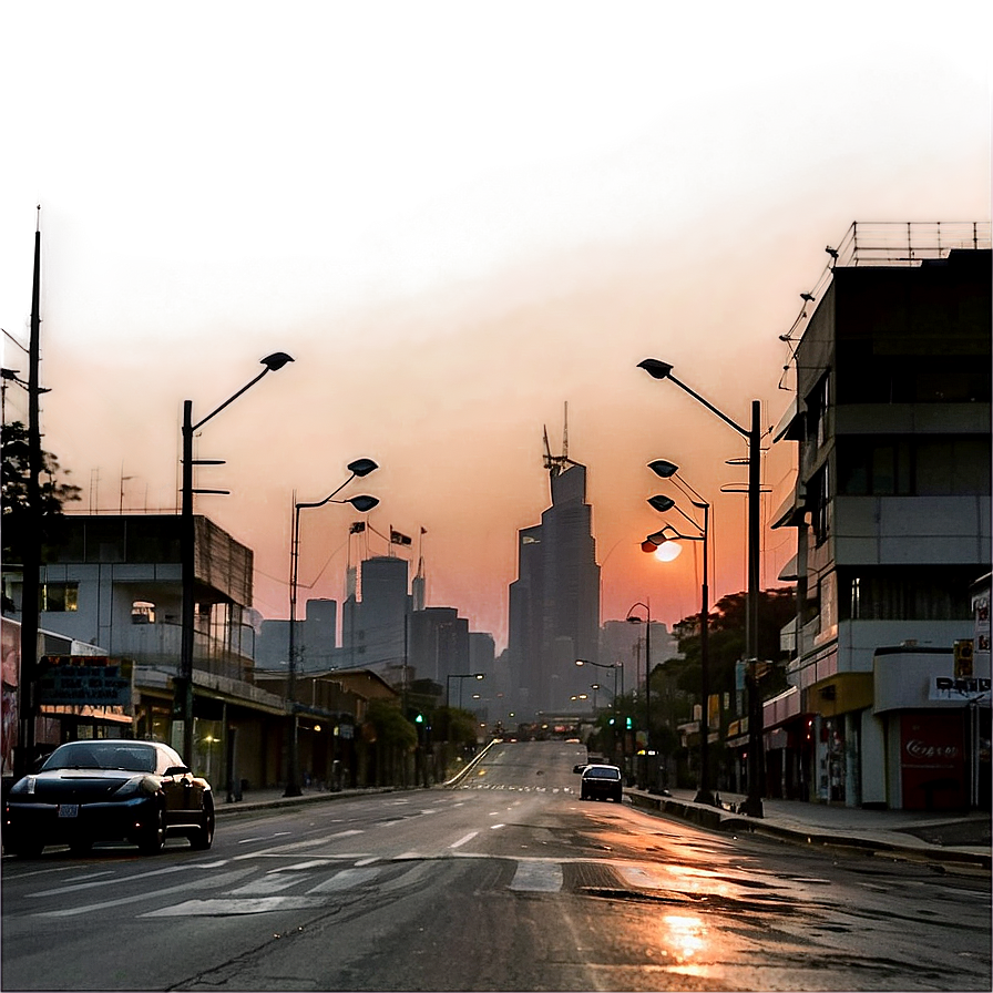 City Street At Dawn Png 10